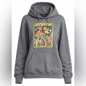 Peace Of Mind ‘Lets Take a Trip’ Trippy Mushroom Toadstool Hoodie Size XL
